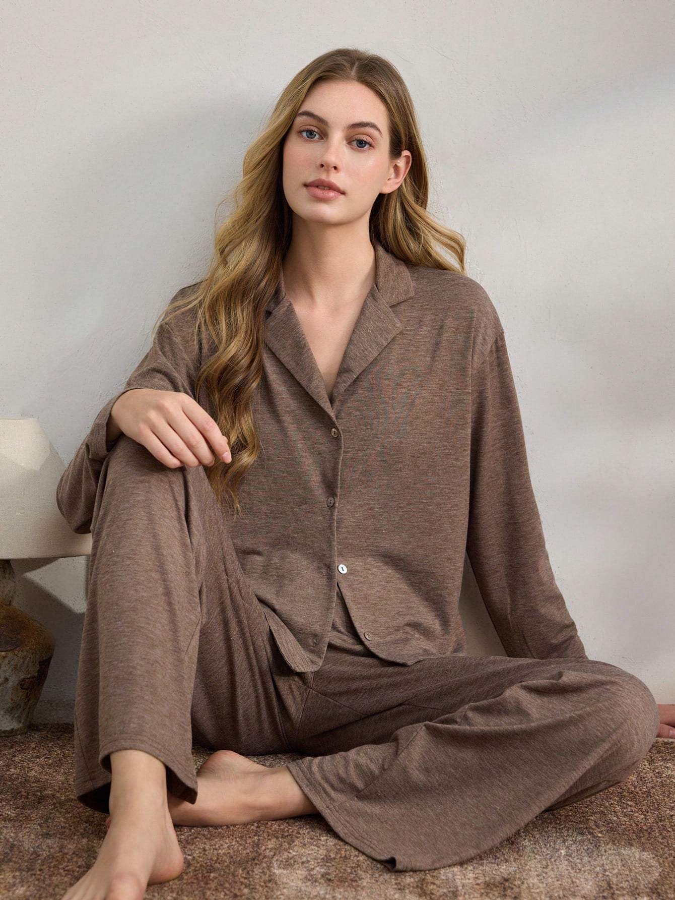 Casual Ribbed Cardigan & Loose Pants Lounge Set