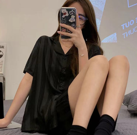 Luxury Silky Stripe Lounge Set