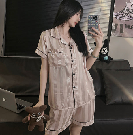 Luxury Silky Stripe Lounge Set