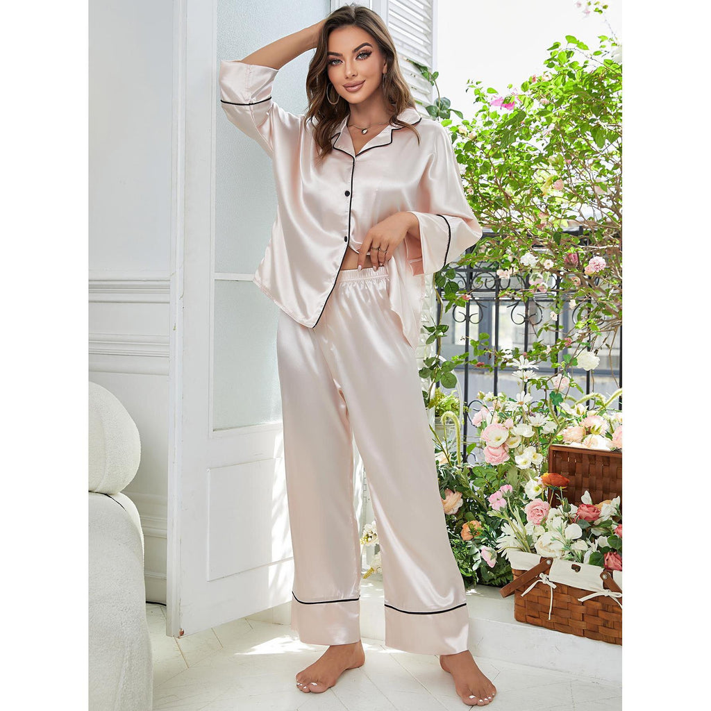 Premium Satin Silk-Feel Button-Down PJ Set
