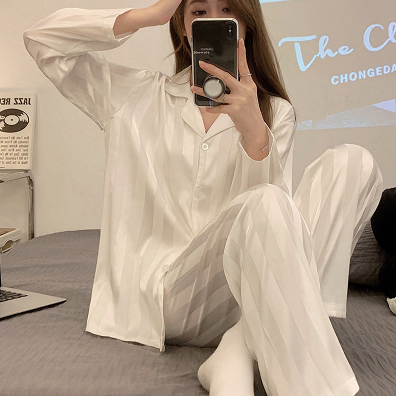 Luxury Silky Stripe Lounge Set