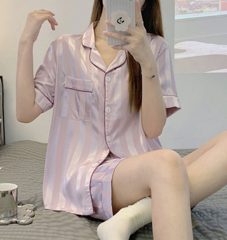 Luxury Silky Stripe Lounge Set