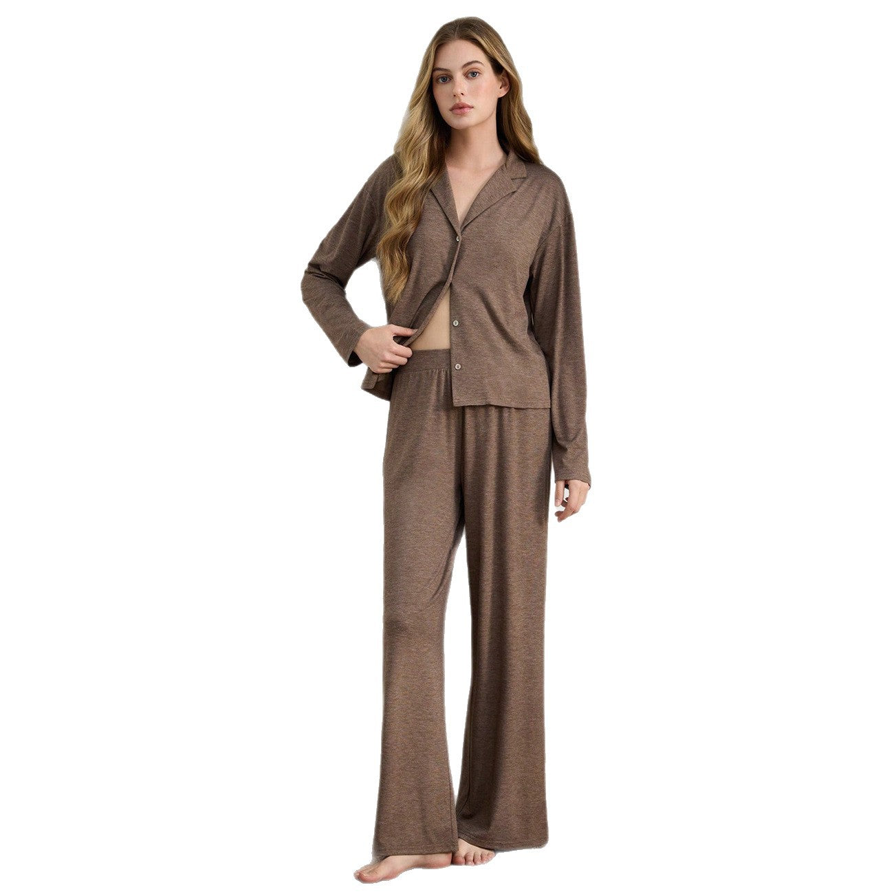 Casual Ribbed Cardigan & Loose Pants Lounge Set