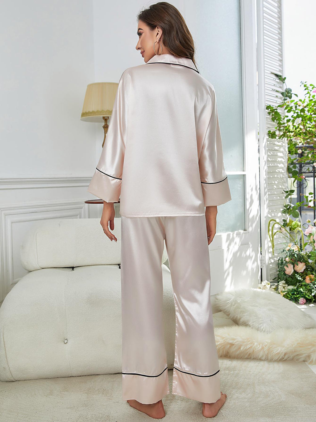 Premium Satin Silk-Feel Button-Down PJ Set