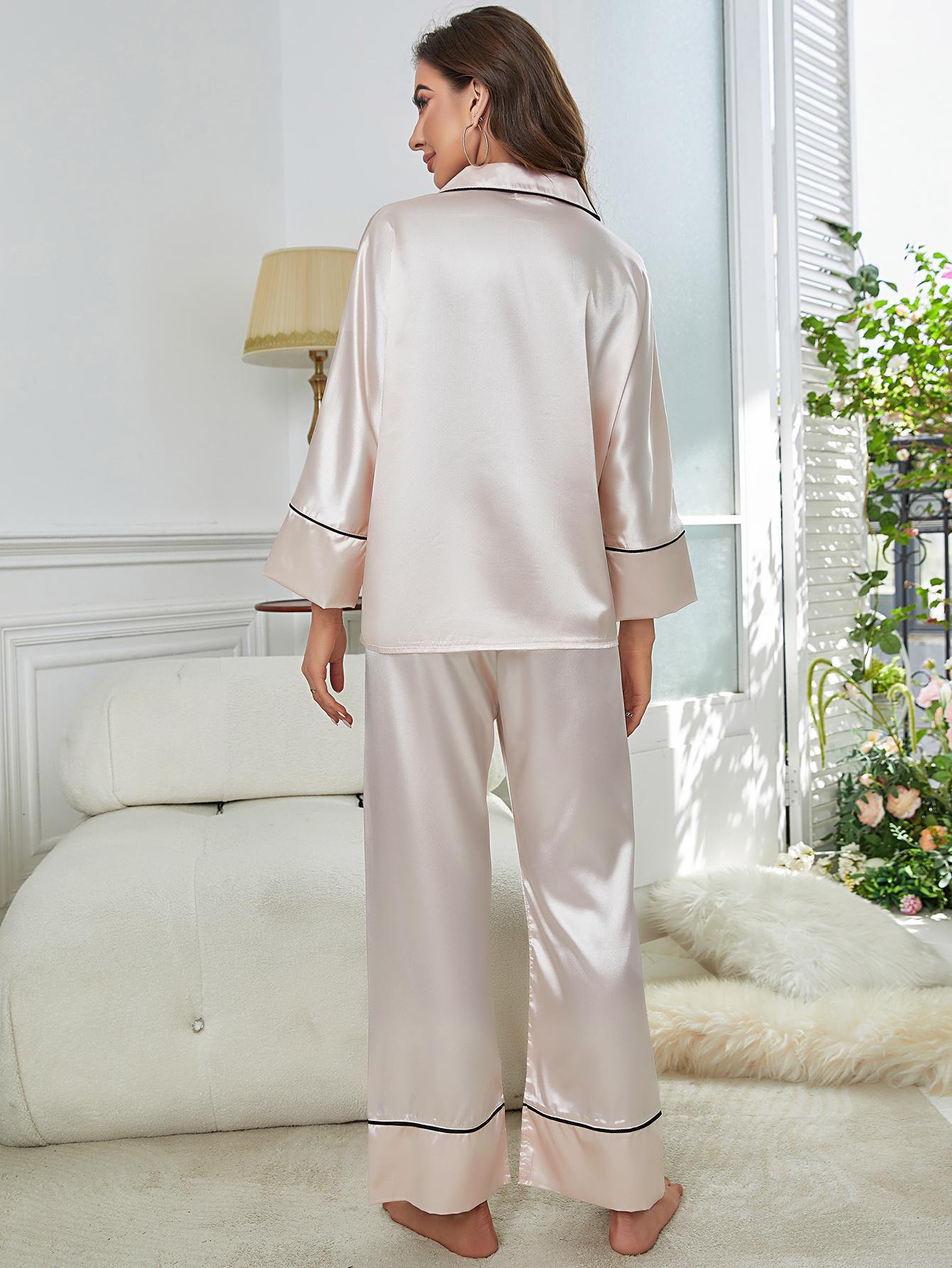 Premium Satin Silk-Feel Button-Down PJ Set